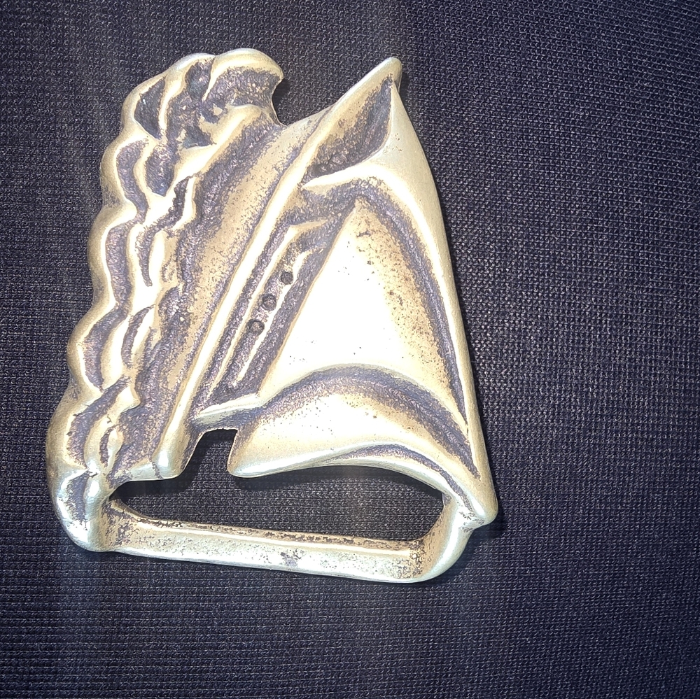 Solid Brass, Sailing Ship, Sailor Trinity, Belt B… - image 1